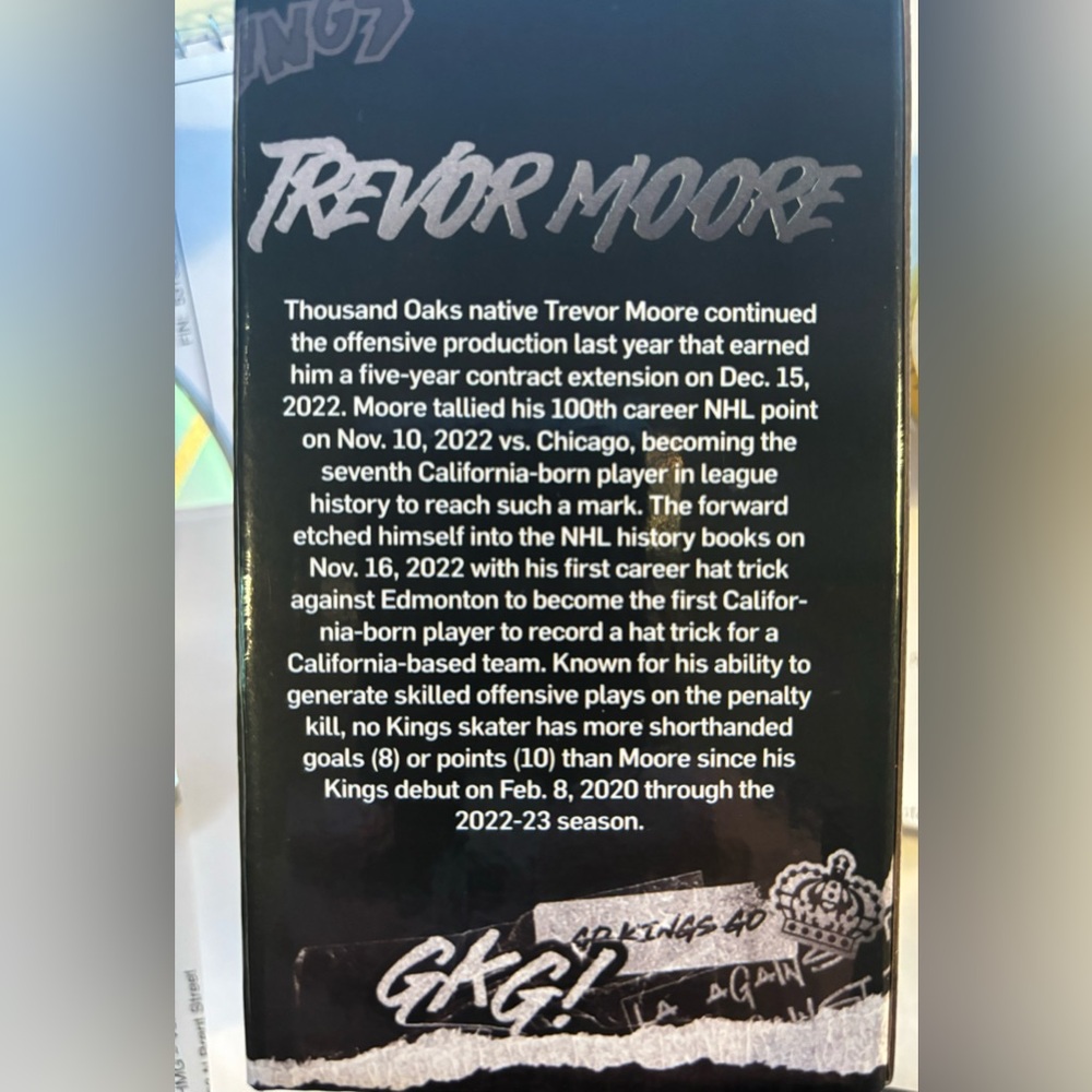 Los Angeles Kings TREVOR MOORE Thousand Oaks Native Shirt/Mini-Bobblehead COMBO - Picture 9 of 13